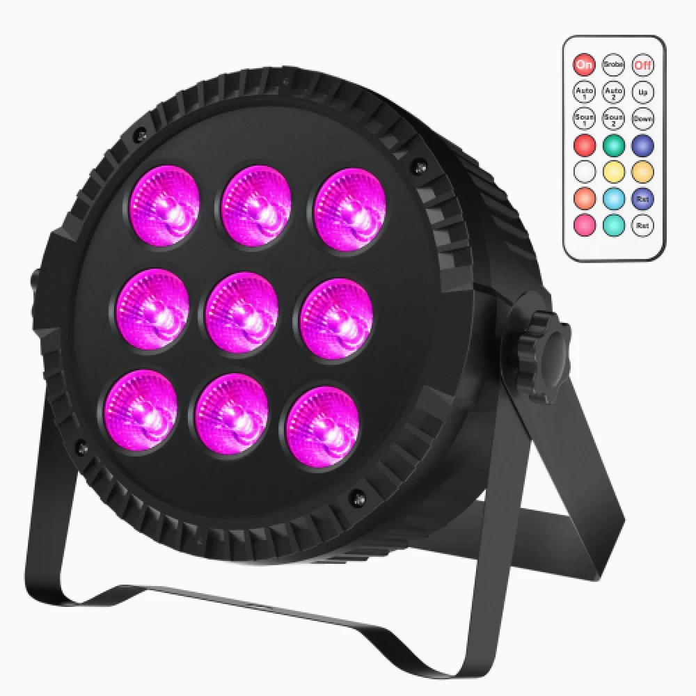 LED PAR Light – 9×6W RGBW met DMX & Afstandsbediening - Afbeelding 2