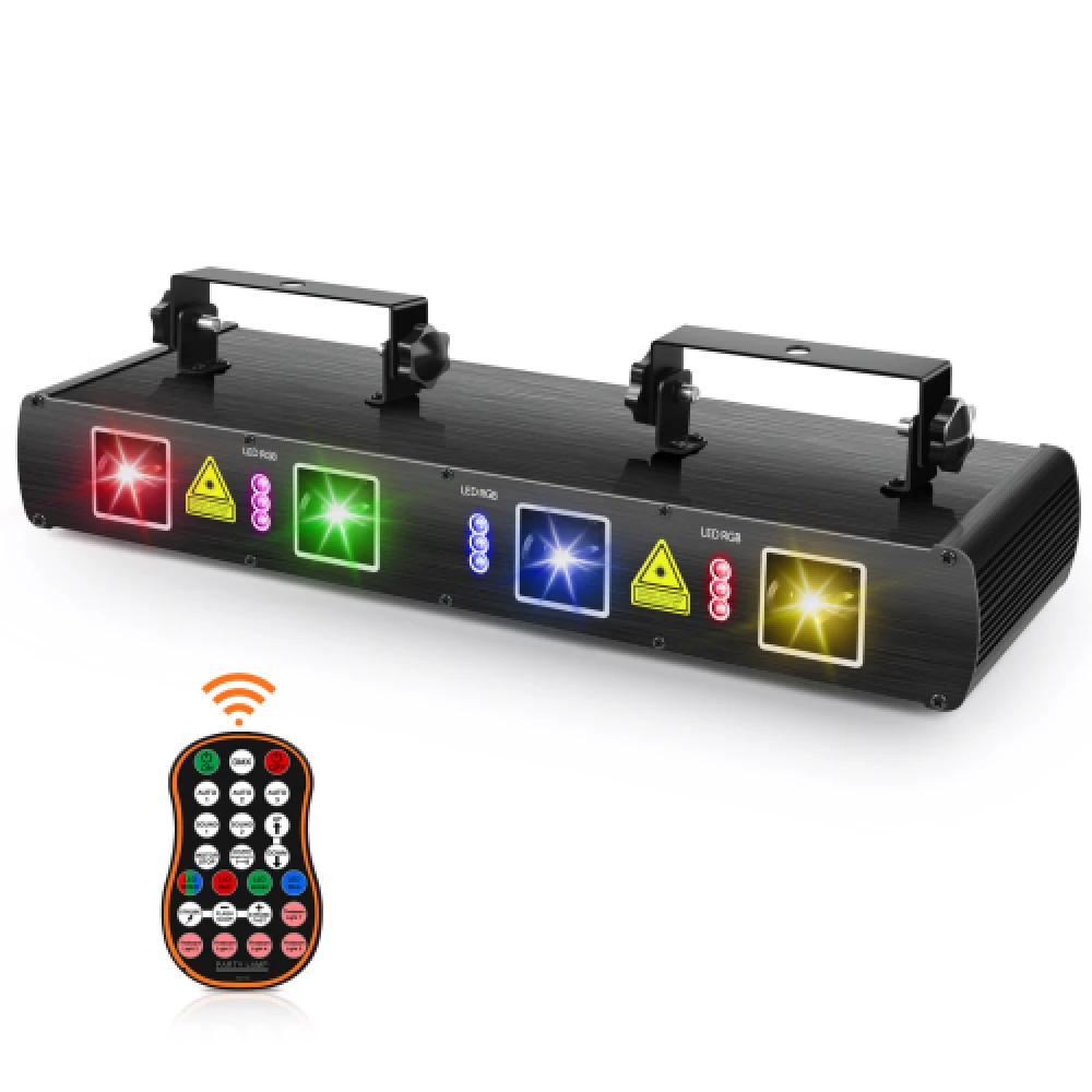 laser RGB met 4 stralen en afstandsbediening