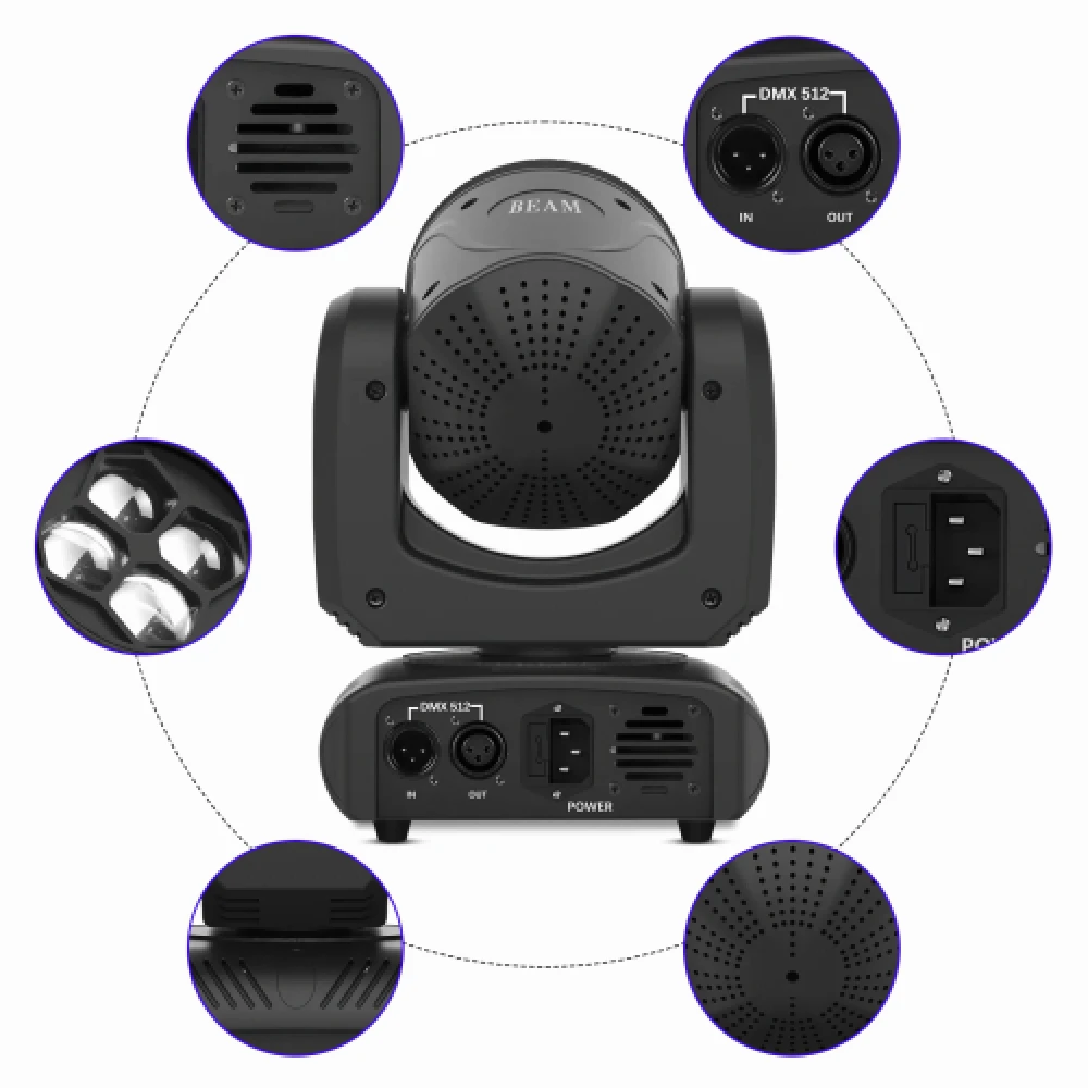 80W beam movinghead met 8 gobo's en 8 kleuren - Afbeelding 4