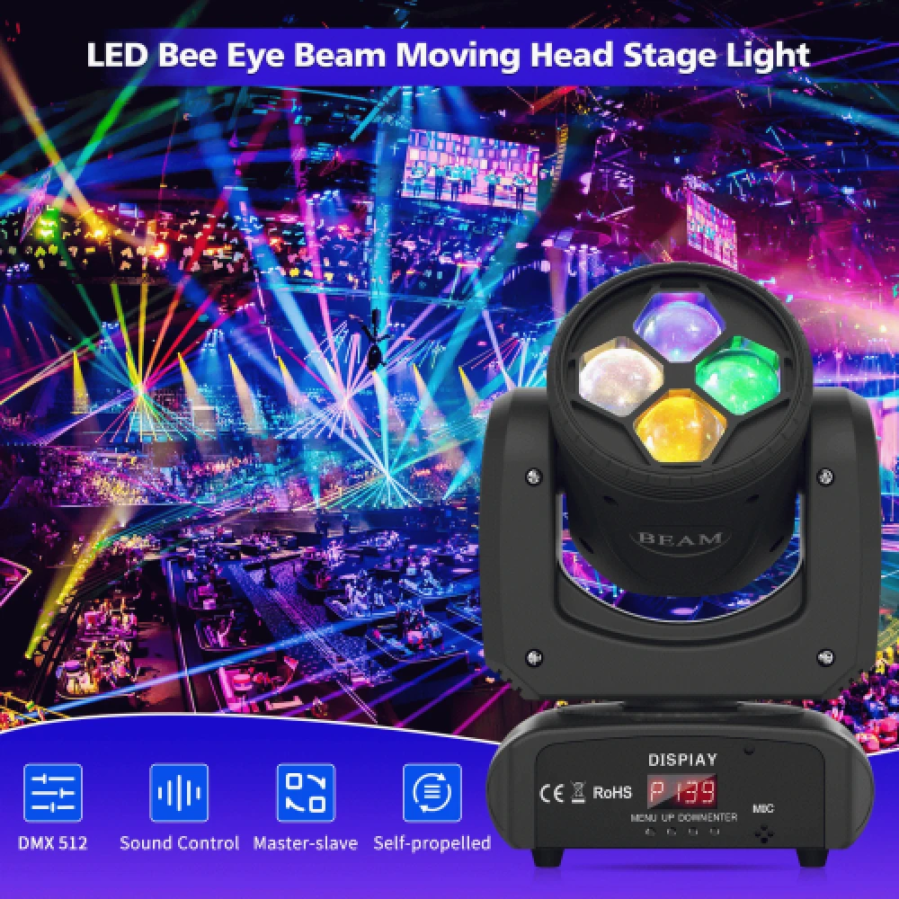 80W beam movinghead met 8 gobo's en 8 kleuren - Afbeelding 8