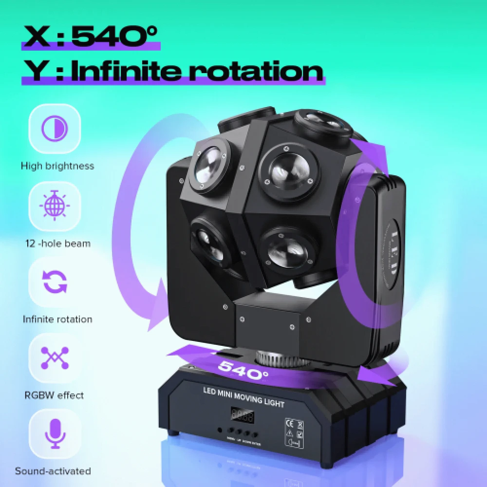 150W ronddraaiende movinghead RGBW 4 in 1 - Afbeelding 3