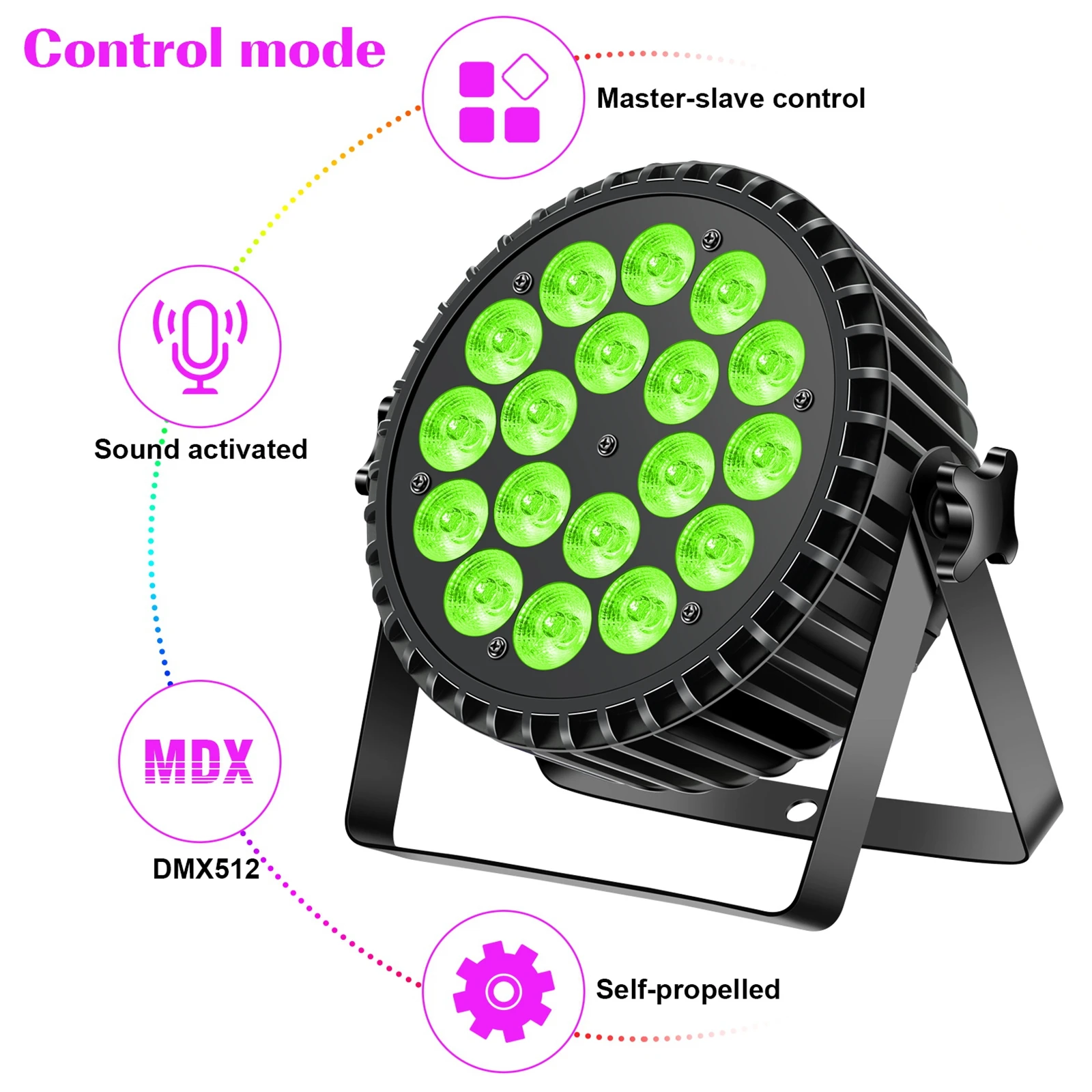18×10W RGB + UV DMX Par Light - Afbeelding 4