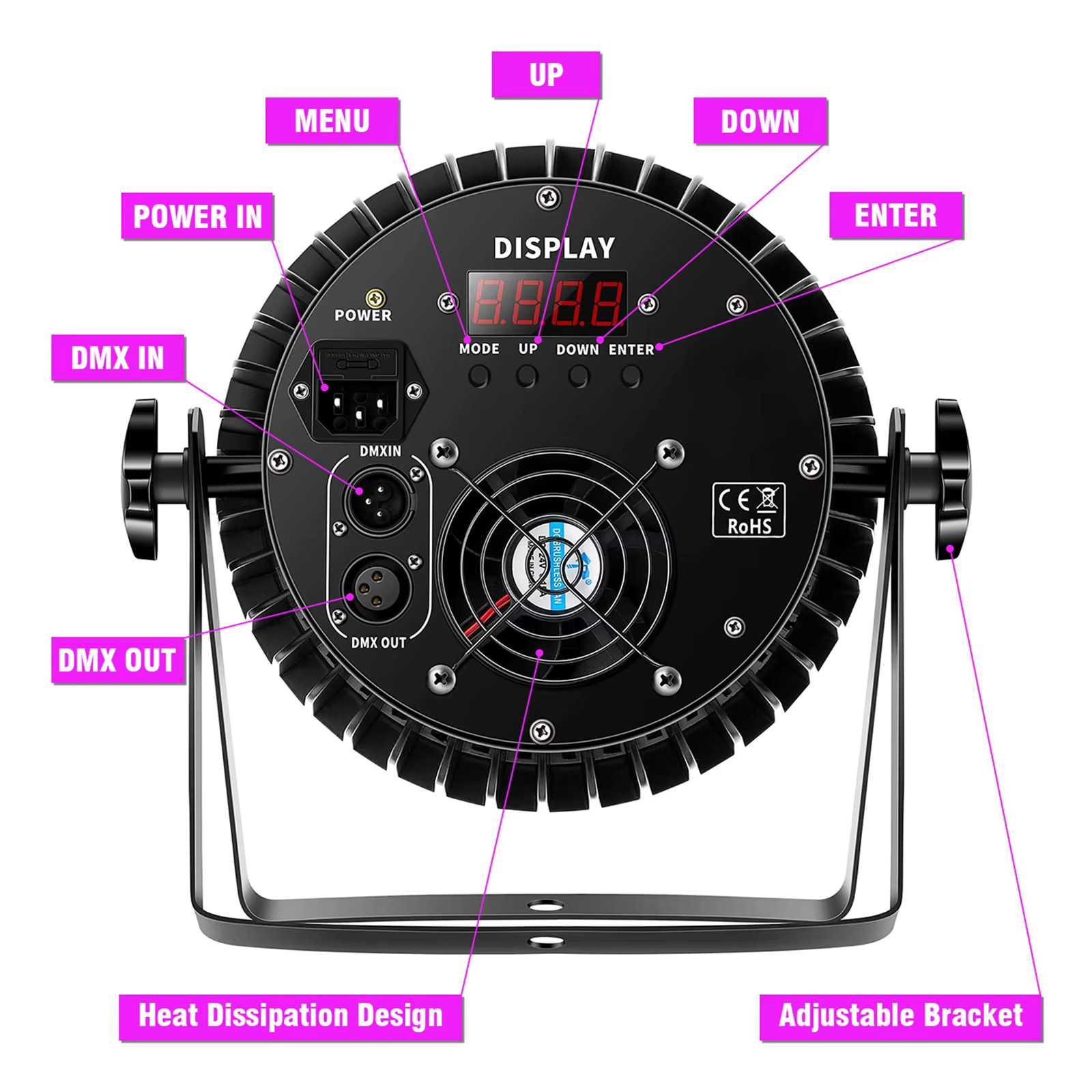 18×10W RGB + UV DMX Par Light - Afbeelding 3