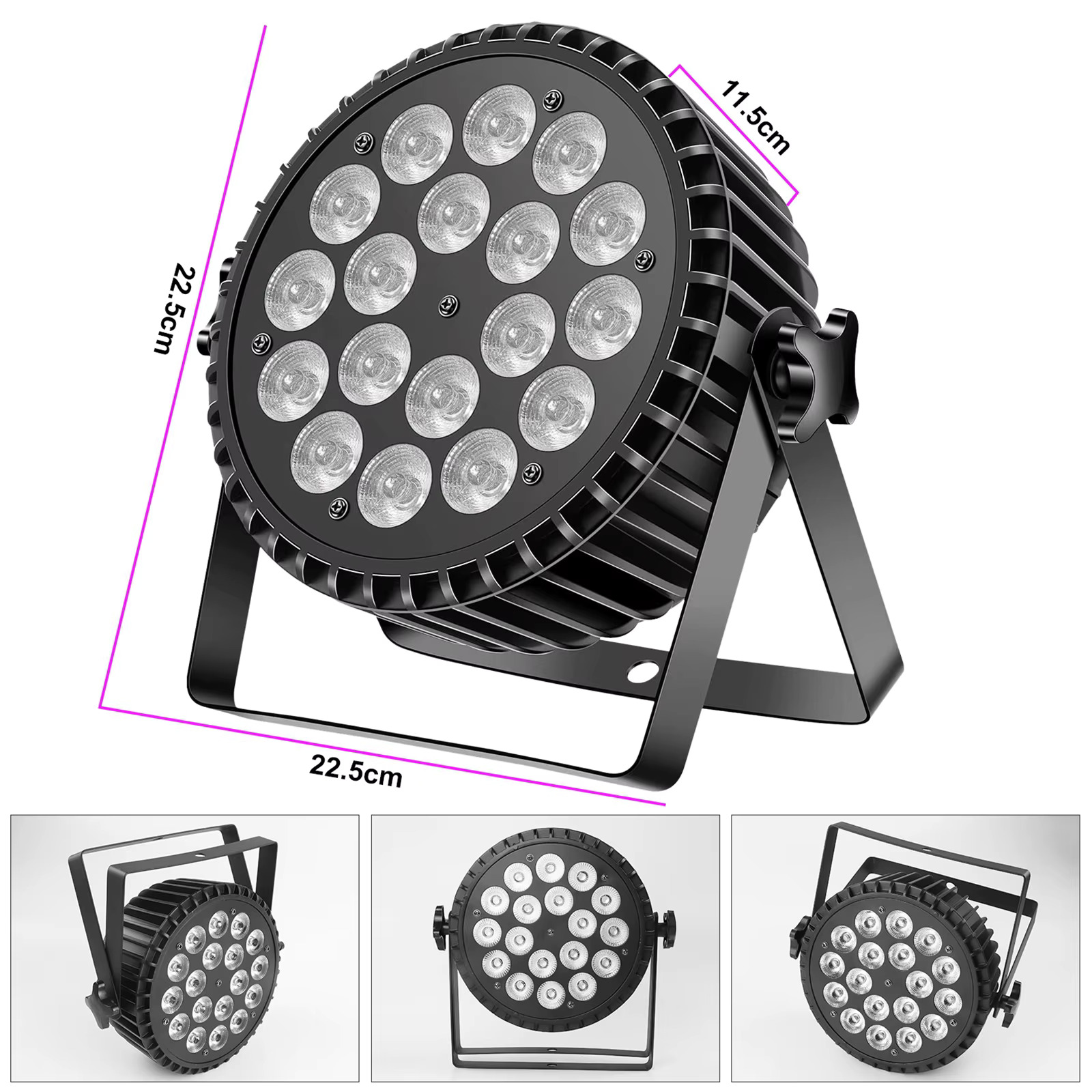 18×10W RGB + UV DMX Par Light - Afbeelding 2